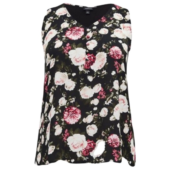 Torrid 2X Georgette Knit Back Floral Tank Top - Picture 1 of 3